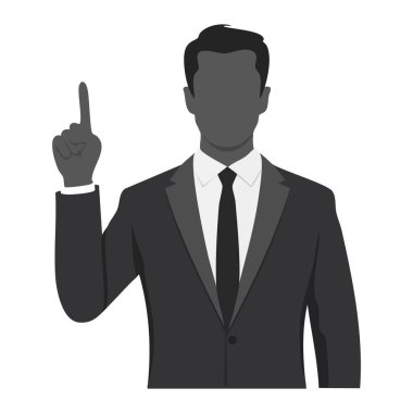 Beyaz Arkaplan 'da Lider Parmak Silueti Gösteriyor Siyasi Lider Siyah ve Beyaz Silueti Gösteriyor