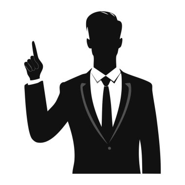 Beyaz Arkaplan 'da Lider Parmak Silueti Gösteriyor Siyasi Lider Siyah ve Beyaz Silueti Gösteriyor