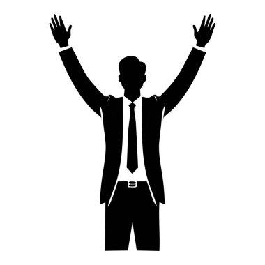 Siyasi Lider Silah Yükseltme Silueti Siyah ve Beyaz