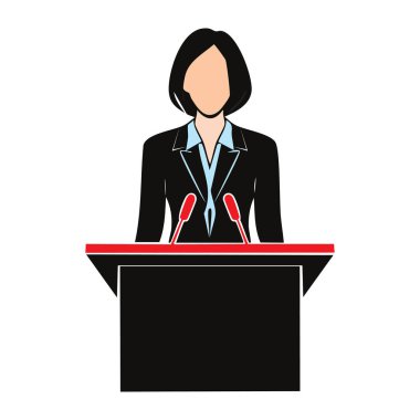 Beyaz Arkaplanda Podyum Siluetinde Konuşan Lider