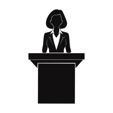 Beyaz Arkaplanda Podyum Siluetinde Konuşan Lider