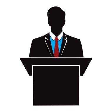 Beyaz Arkaplanda Podyum Siluetinde Konuşan Lider