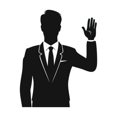 Beyaz Arkaplanda El Sallayan Lider Silueti