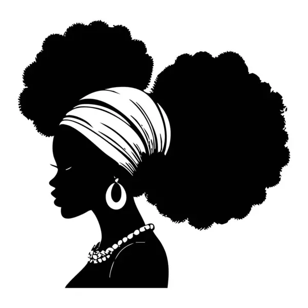 Afro Kadın Siluet Vektör İllüstrasyonu