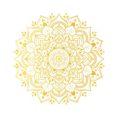Beyaz Arkaplanda Lüks Altın Mandala Vektör Tasarımı