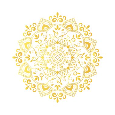 Beyaz Arkaplanda Lüks Altın Mandala Vektör Tasarımı