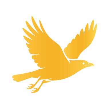 Gökyüzü Vektörünün Üzerinde Uçan Altın Kuş Silueti