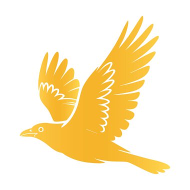 Gökyüzü Vektörünün Üzerinde Uçan Altın Kuş Silueti
