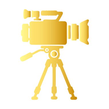 Üçayak üzerinde altın siluet film kamerası