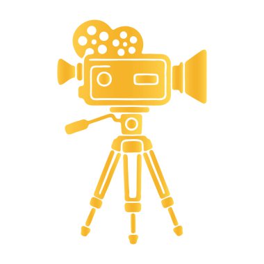 Üçayak üzerinde altın siluet film kamerası