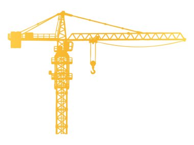 İnşaat vincinin altın silueti yerinde, vektör illüstrasyonu