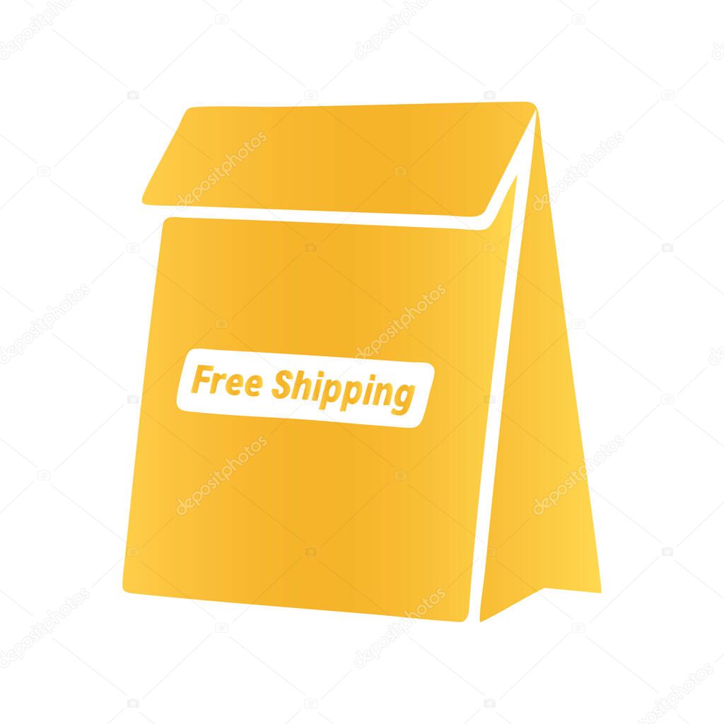 Golden Silhouette Fast Food Bag with Free Shipping Label