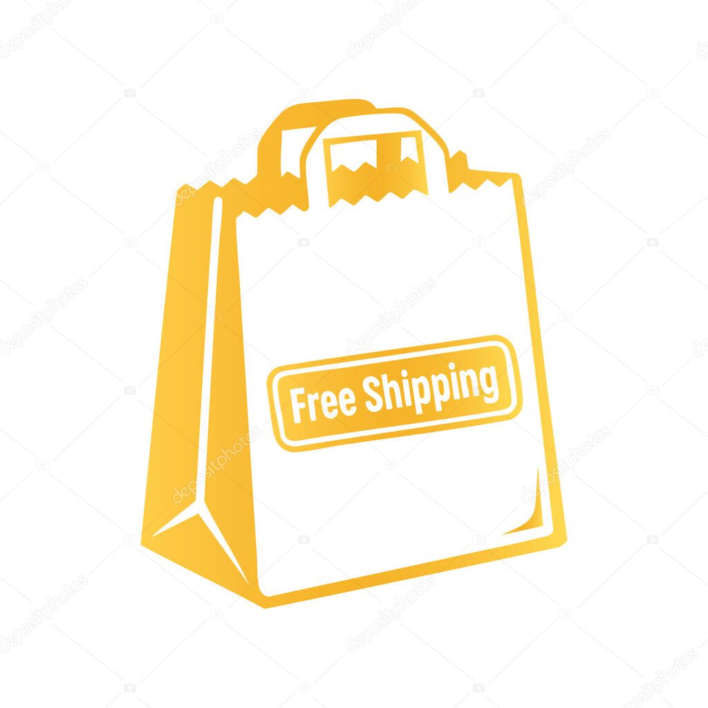 Golden Silhouette Fast Food Bag with Free Shipping Label