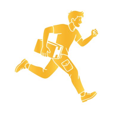 Hızlı Yürüyen Kurye Vektörünün Altın Silueti