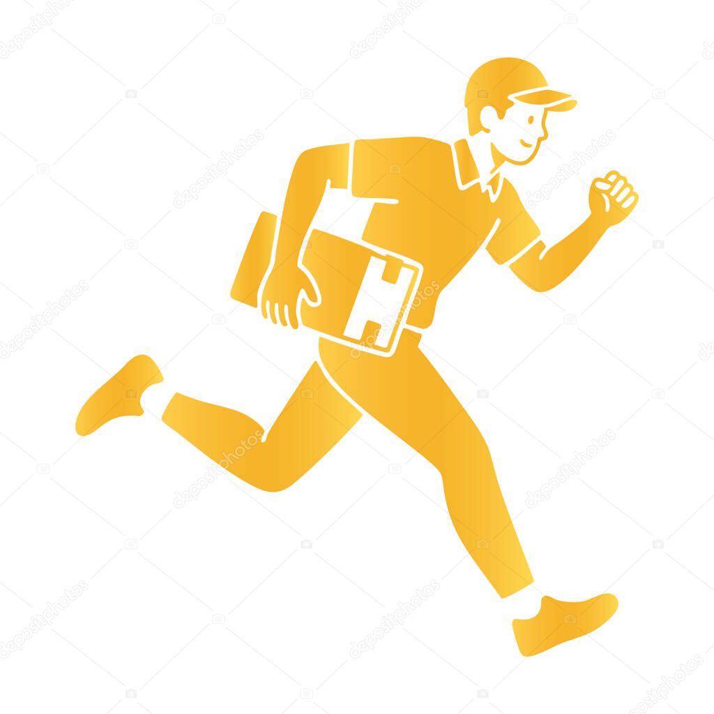 Golden Silhouette of Fast Running Courier Vector