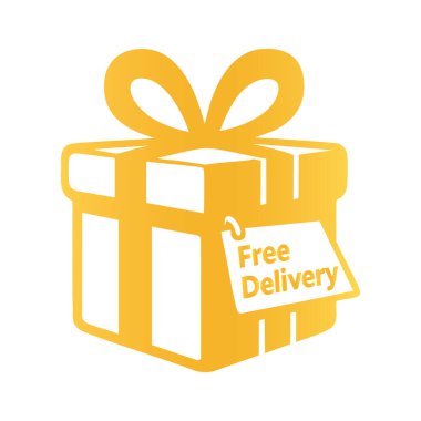 Ücretsiz Teslimat Vektörlü Hediye Kutusunun Altın Silueti