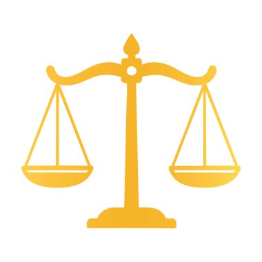 Beyaz Arkaplanda Altın Adalet Ölçekli Siluet Vektörü