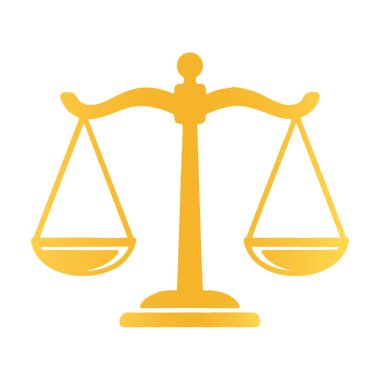 Beyaz Arkaplanda Altın Adalet Ölçekli Siluet Vektörü