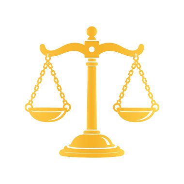 Beyaz Arkaplanda Altın Adalet Ölçekli Siluet Vektörü