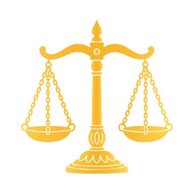 Beyaz Arkaplanda Altın Adalet Ölçekli Siluet Vektörü