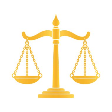 Beyaz Arkaplanda Altın Adalet Ölçekli Siluet Vektörü