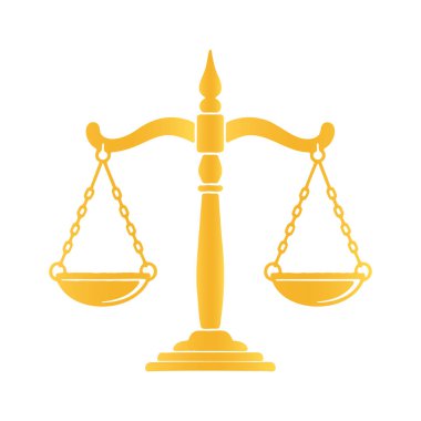 Beyaz Arkaplanda Altın Adalet Ölçekli Siluet Vektörü