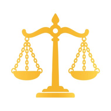 Beyaz Arkaplanda Altın Adalet Ölçekli Siluet Vektörü