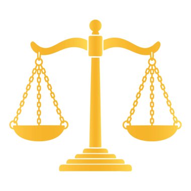 Beyaz Arkaplanda Altın Adalet Ölçekli Siluet Vektörü