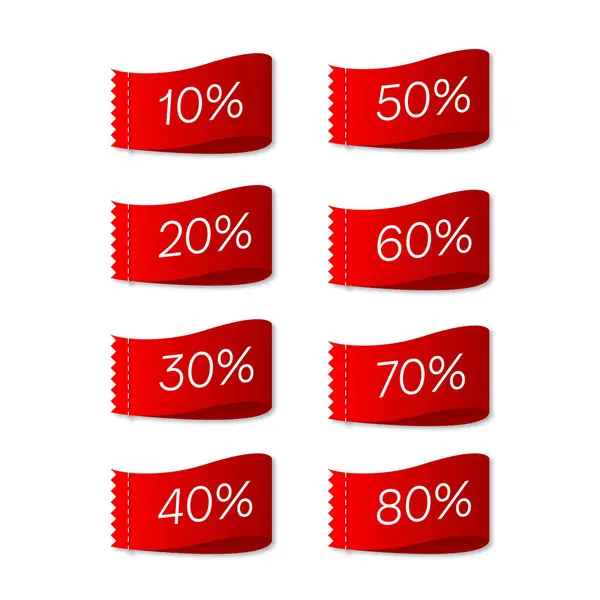 Kırmızı kurdeleli indirim etiketleri