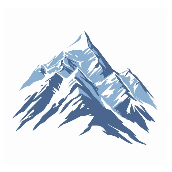 Kardaki vektör dağları. Bulutlu dağ zirveleri. Dağ manzarası, karlı dağlar.