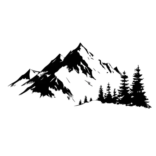 Siyah ve Beyaz Dağ Peyzaj Vektörü