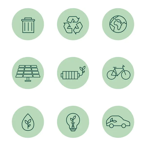 Beyaz arkaplanda eko minimalist düz vektör uygulama simgeleri kümesi