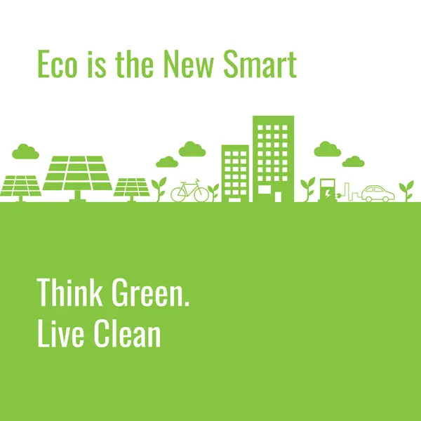 Yeşil ekolojik temiz ekoloji. Yeşil gezegenin vektör çizimi. Çevre dostu yeşil ekolojik ev.