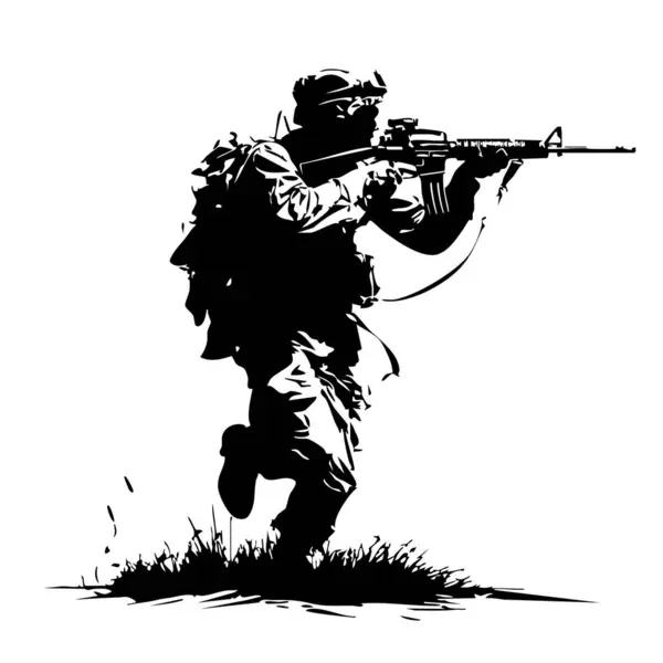 Beyaz arka planda silahlı asker