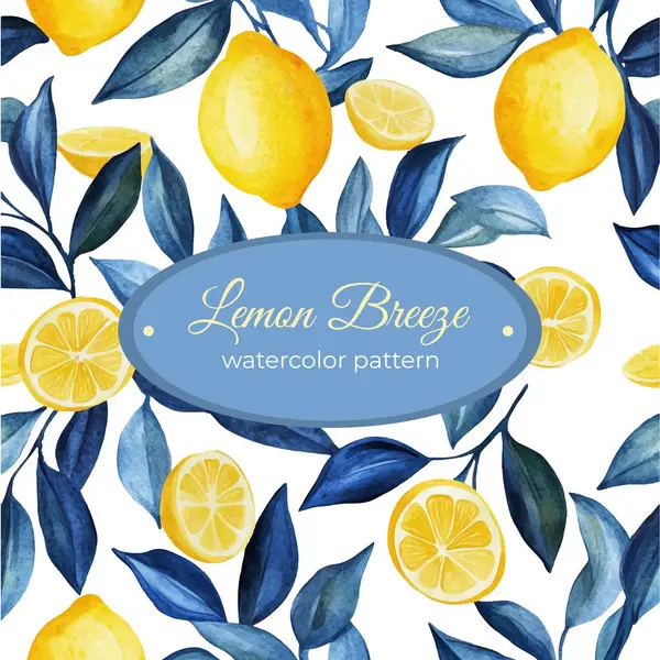 Suluboya limon ve nane yaprağı deseni. vektör