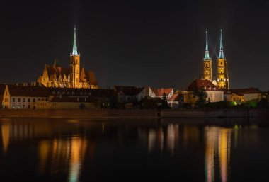 Wrocaw presented in the light of night lanterns.