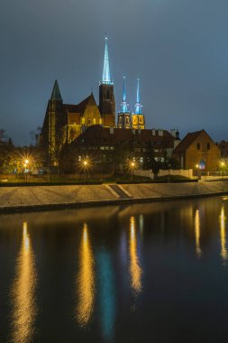 Wrocaw presented in the light of night lanterns.