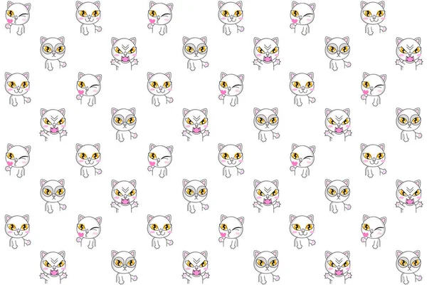 White Cat Seamless Background Wrapping Paper Cat 벡터 그래픽