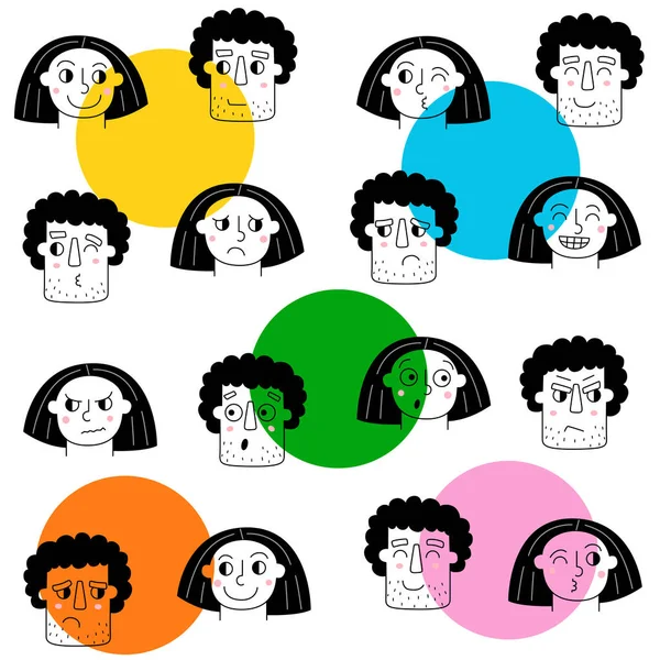 Couple Love Seamless Pattern Background Guy Girl Face Different Facial Ilustraciones de stock libres de derechos