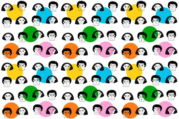 Couple Love Seamless Pattern Background Guy Girl Face Different Facial Royaltyfria illustrationer