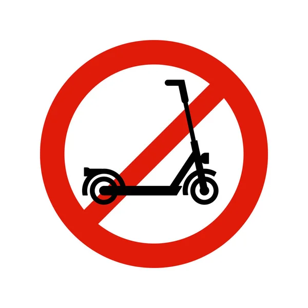 Red Prohibition Sign Scooter Isolated White Background — Wektor stockowy