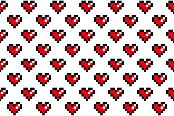 Pixel Heart Seamless Pattern Background Valentine Day Vectores de stock libres de derechos