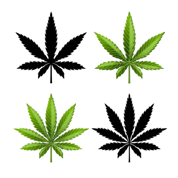 Marijuana Leaf Cannabis Leaf Weed Icons Set Isolated White Background Ilustración de stock