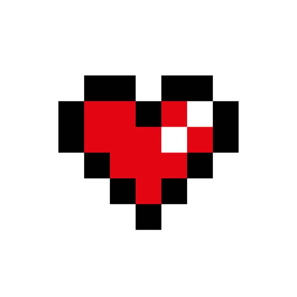 Pixel Heart Isolated White Background Valentine Day Stok Vektör