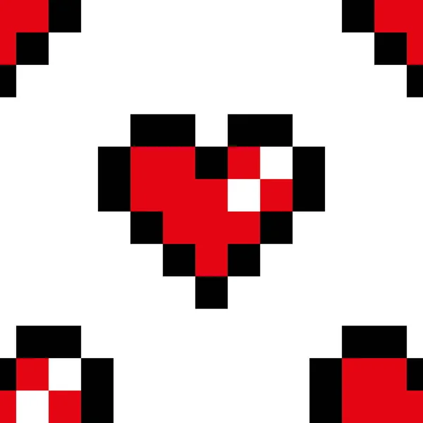 Pixel Heart Seamless Pattern Background Valentine Day 图库插图
