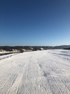 the view from the bridge in Dresden in Winter