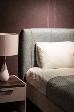 beautiful modern pillows on sofa decoration in bedroom interior