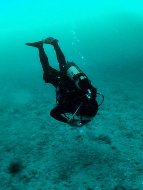 Scuba Diving equipment and diver clipart