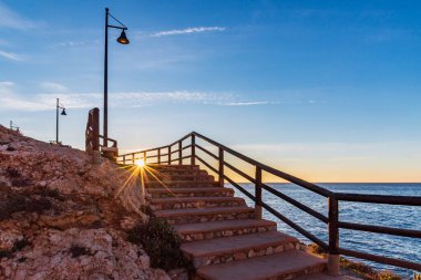Tunnels of the Cantal, between Rincon de la Victoria and Cala del Moral, Malaga, promenade that runs through tunnels and cliffs facing the Mediterranean.