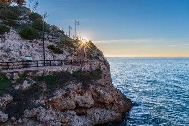 Tunnels of the Cantal, between Rincon de la Victoria and Cala del Moral, Malaga, promenade that runs through tunnels and cliffs facing the Mediterranean.